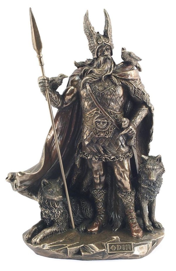 STATUE de ODIN neuve resine couleur Laiton figure MYTHOLOGIE Nordique dieu de guerre père de Thor