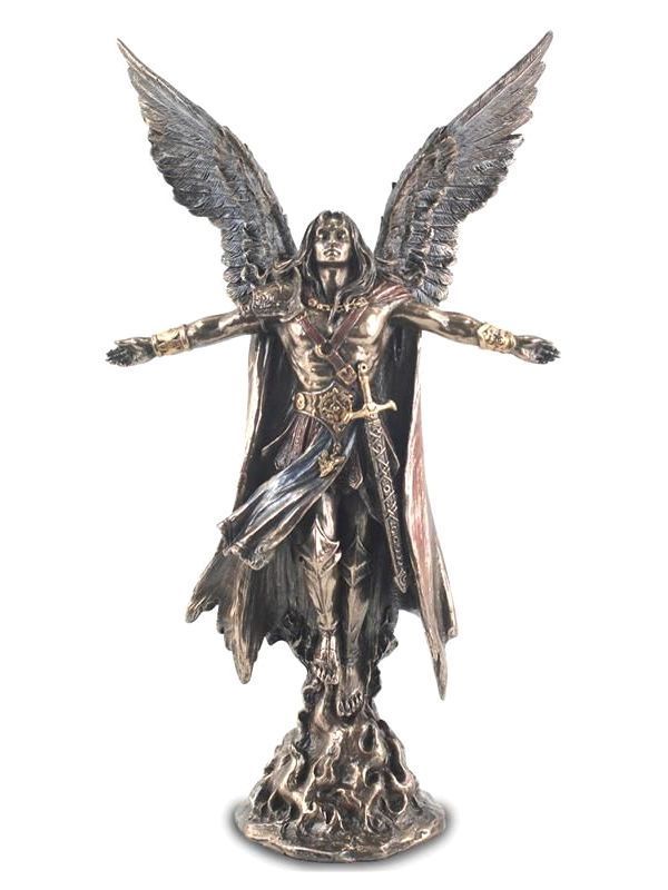 ARCHANGE URIEL statue neuve 28cm couleur bronze laiton décoration RELIGION