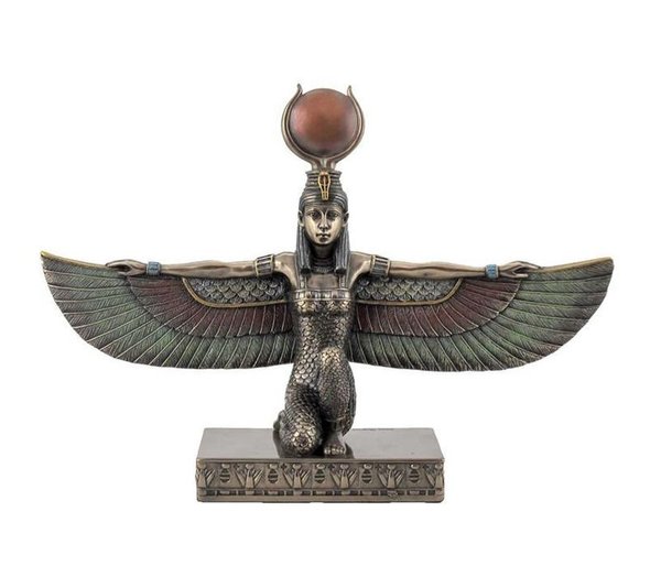 STATUE d'ISIS déesse Egytienne ANTIQUE neuve resine Laitonnée figure EGYPTE antiquité 26cm